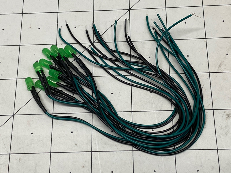 5mm Green LED w Resistor & Wire Leads, Pre-wired 10 pack