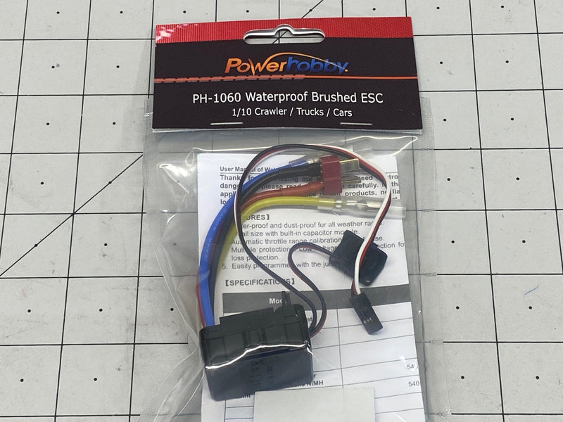 Power Hobby 1060 Brushed Waterproof ESC - w Deans Style T Connector